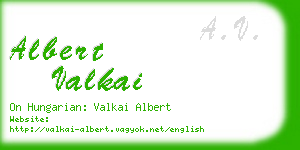 albert valkai business card